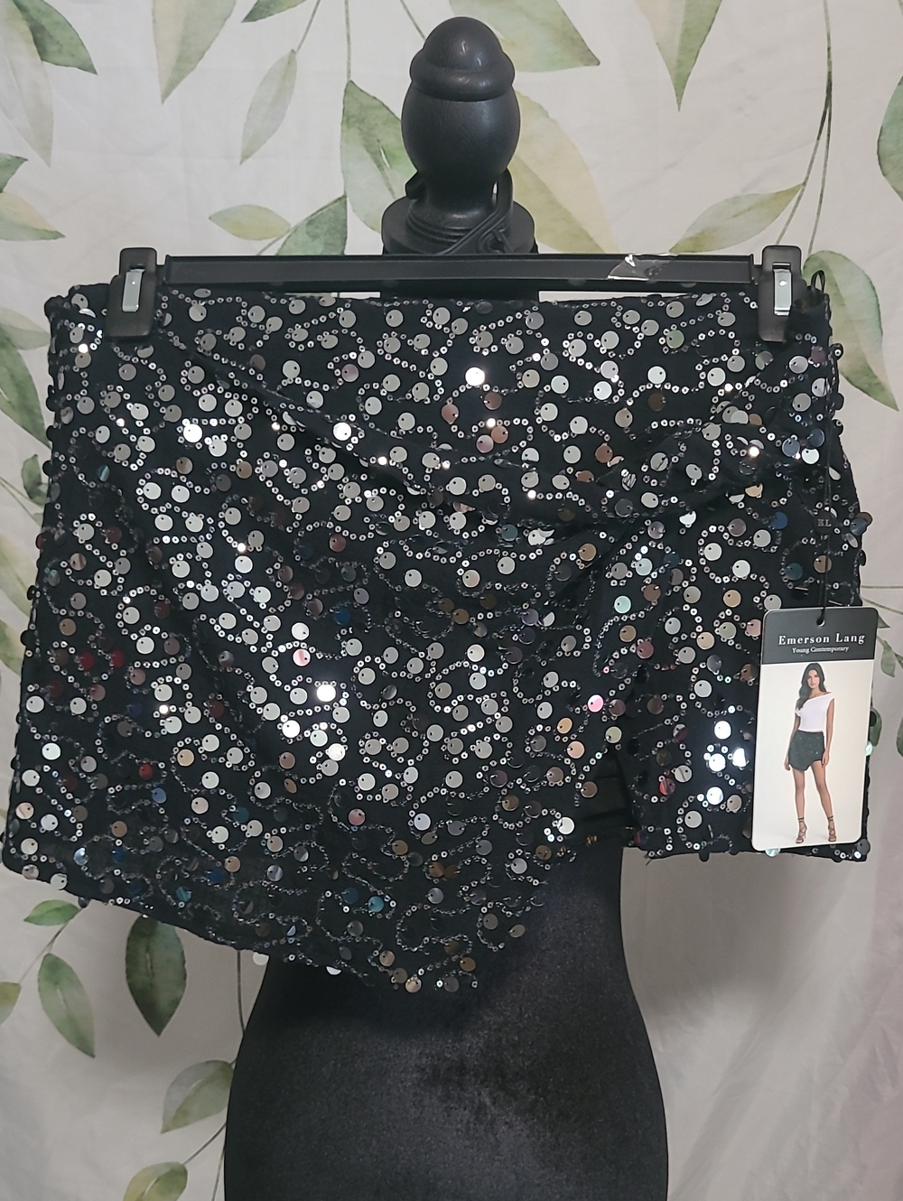 Emerson Lang Black Sequin Mini Skirt